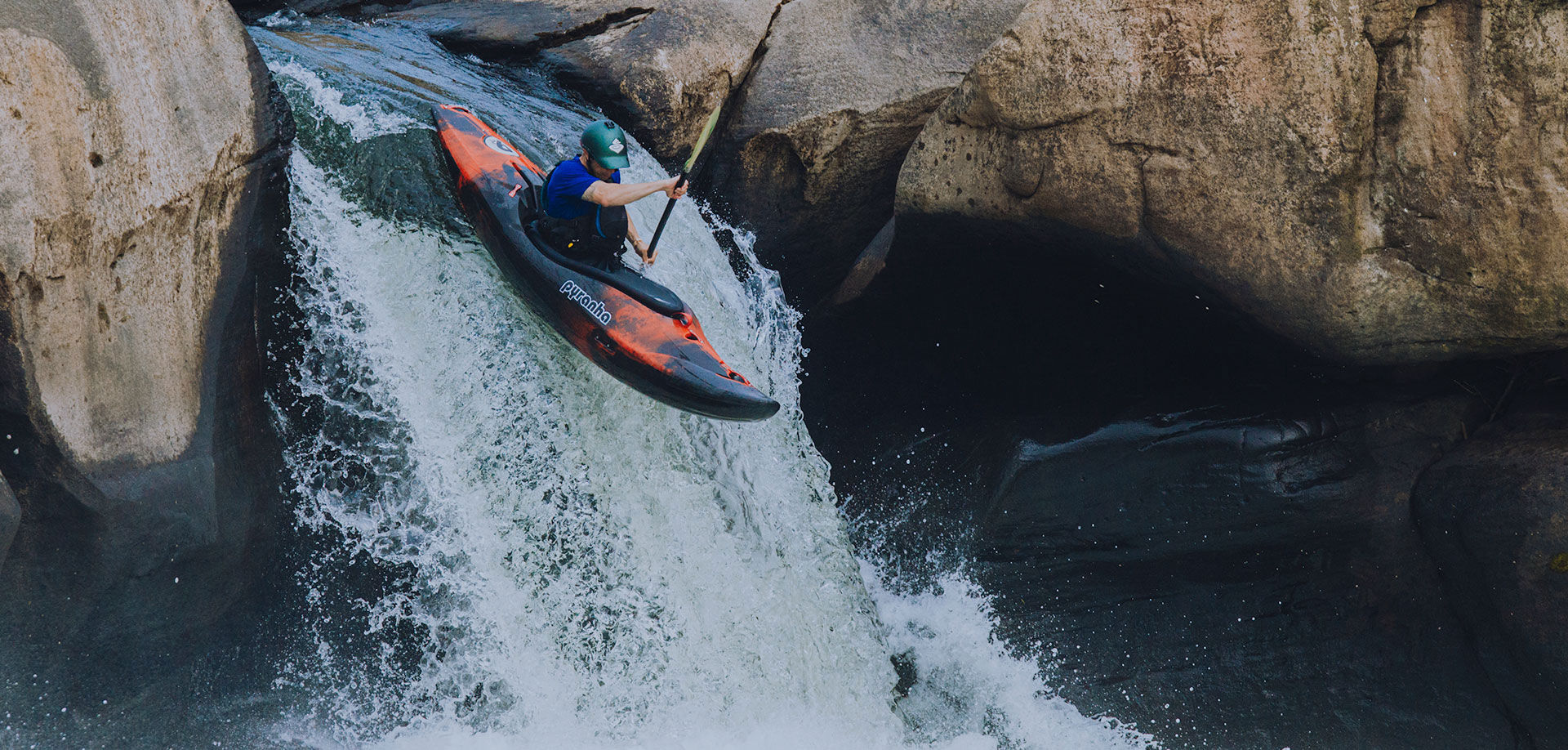 Kayaking down the falls.